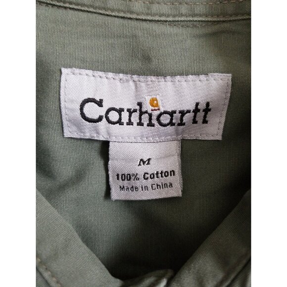 Carhartt Shirt Men's Medium Green Short Sleeve Button Up Cotton Size Medium - Picture 3 of 9